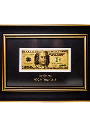 Сувенирное панно "Банкнота 100 USD (доллар) США" золото 33*23 ...