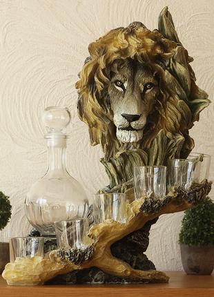 Штоф Голова Льва подарочный набор для алкоголя 42 см Гранд Пре...