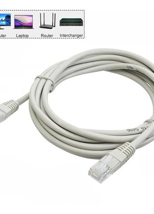 Провод для интернета "HX" RJ-45 Cat 5E 145 см Белый, сетевой к...
