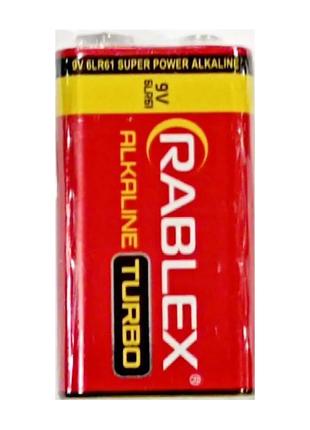Батарейка щелочная RABLEX TURBO 6LR61 9V (Крона), 1 шт в термо...