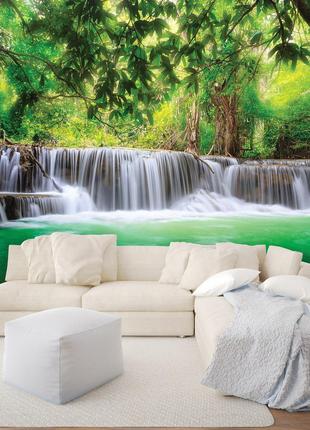 Фотообои 368х254 см 3D Пейзаж Природа Лес Зелень Волшебный вод...