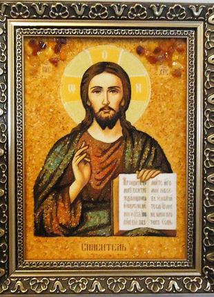 Ікона з бурштину Ісус Христос і-06 Господь Вседержитель (пара ...