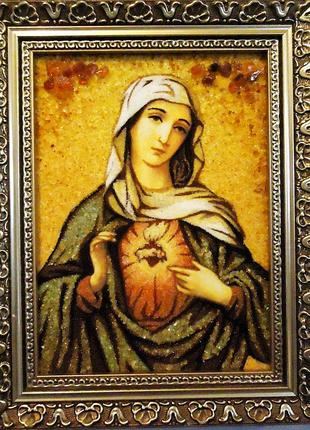 Ікона з бурштину Пресвятої Богородиці Діви Марії католицька і-...