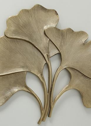 Настенный декор Листья Гинкго W 3 см, L 74 см алюминий золото ...