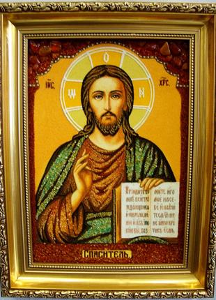 Ікона з бурштину Ісус Христос і-08 Господь Вседержитель (пара ...