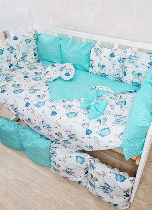 Детский постельный набор в кроватку для новорожденных