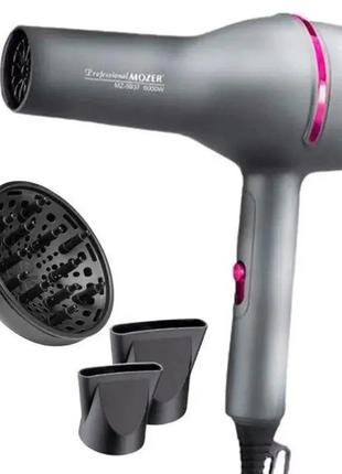 Професійний фен для волосся Mozer MZ-5937 з 3 насадками 6000W