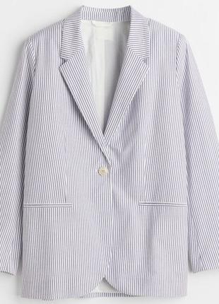 1, Летний хлопковый Однобортный пиджак в полоску H&M; Размер М...
