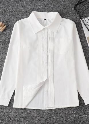 Біла вільна сорочка оверсайз довгий рукав пряма шкільна форма