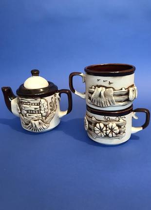 Чашки и чайник большие набор
