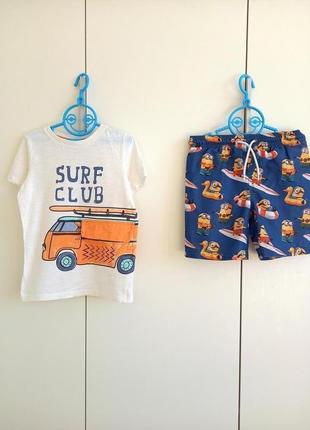 Набор для мальчика 2-3 года рост 98 : футболка h&amp;m и пляжн...