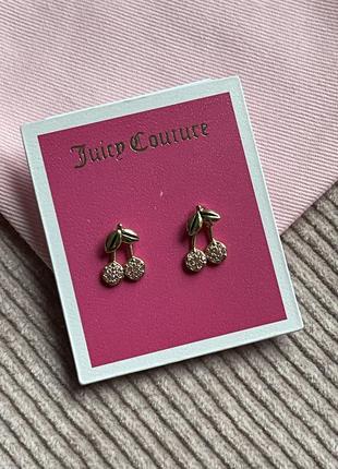 Серьги вишенки juicy couture под золото с розовыми камнями