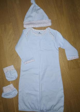 Набор для ребеночка baby aspen, шапка пинетки и ночевичка