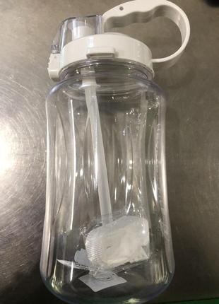 Велика пластикова спортивна пляшка для води з ручкою, трубочко...