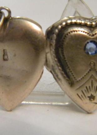 Старинный кулон ссср подвеска сердце медальон для фото серебро...