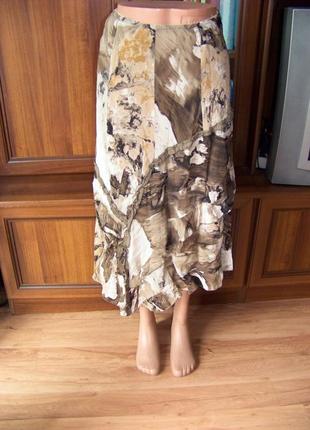 Шифоновая юбка с воланами молнией и подкладкой в бежевых тонах ml