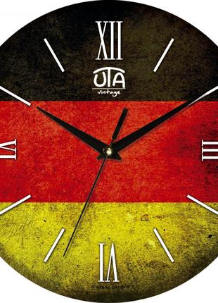 Часы настенные с бесшумным ходом круглые Флаг Германии Vintage