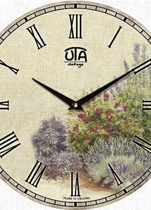 Годинник настінний із безшумним ходом круглі Сад квітів Vintage