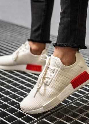 Кроссовки adidas nmd_r1 off white lush red