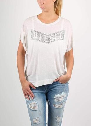 Женская футболка diesel белого цвета, с аппликацией,