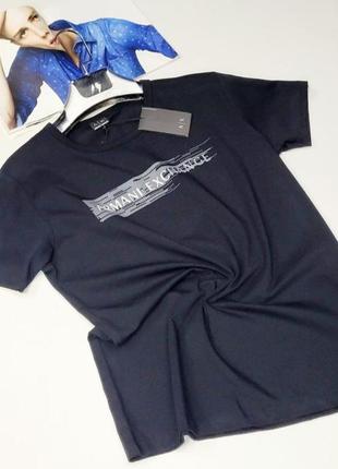 Мужская брендовая футболка темно-синего цвета