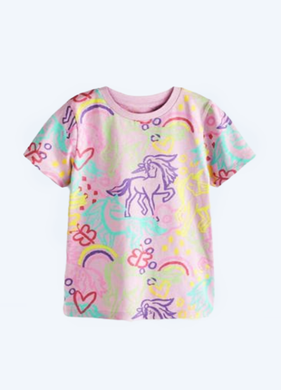Фиолетовая сиреневая футболка с эдинорогом next на девочку 6 лет