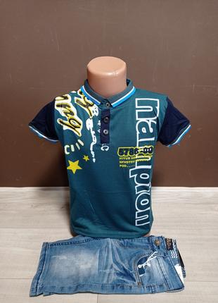 Літній костюм для хлопчика Поло футболка та шорти джинс Туречч...