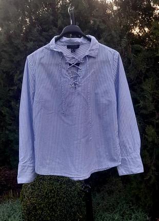 Блуза/рубашка в полоску с шировками на воротнике