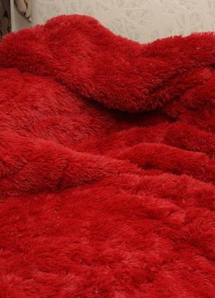 Красный меховое плед-покрывало с длинным ворсом 150*200