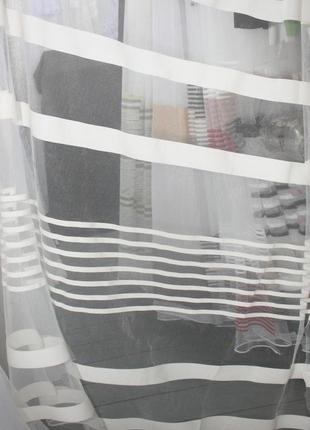 Тюль из французского фатина с утяжелителем полоска белого цвета