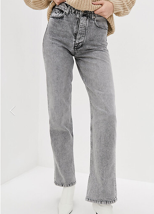 Модные серые теплые джинсы прямого кроя новые