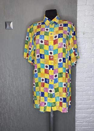 Удлиненная винтажная блуза яркая блузка большого размера батал...