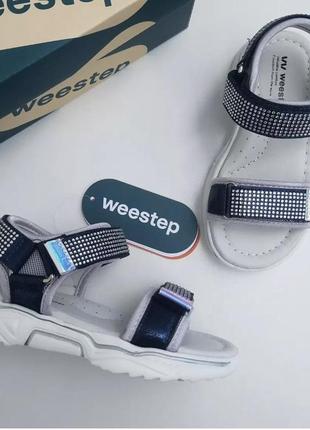 Стильные детские босоножки для девочки weestep синие 26-31 раз...