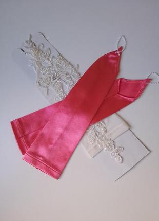 Перчатки под платье розовые