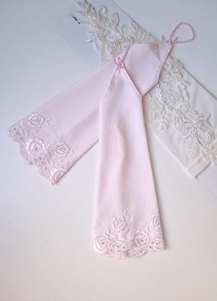 Матовые розовые перчатки под платье