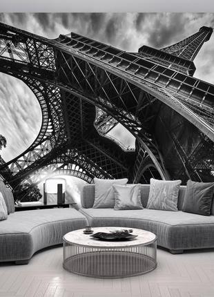 Флизелиновые фотообои город Париж Франция 368x254 см 3D Черно-...