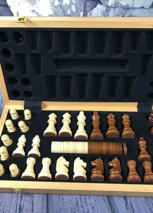 Шахи, шашки 2 в 1 дерев'яні (шахова дошка з фігурами, комплект...