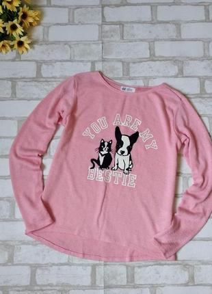 Свитшот на девочку розовый с котиком и собачкой h&m