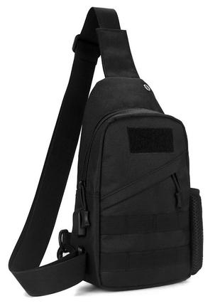 Чорна тактична армійська борсетка, сумка однолямкова + USB вихід