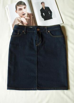 Темно синяя джинсовая юбка мини женская tommy hilfiger, размер s