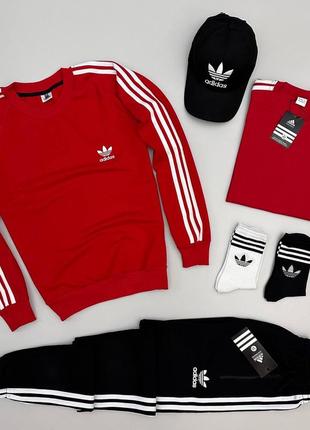 Спортивний чоловічий костюм адідас червоний набір adidas: світ...