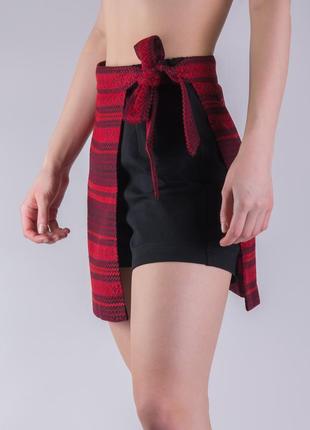 Этническая юбка-шорты на талии с орнаментами мини юбка красно-...