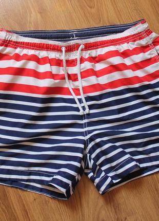 Пляжные полосатые шорты летние с карманами плавательные h&m