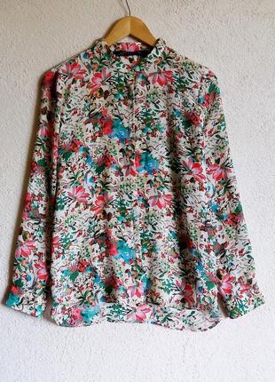 Zara блузка рубашечного кроя цветочный принт