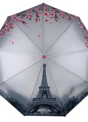 Зонт вишня сакура и Париж полуавтомат.