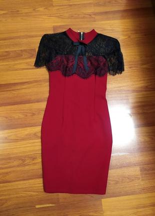 Сукня футляр червона пряма облягаюча плаття по фігурі міді мер...