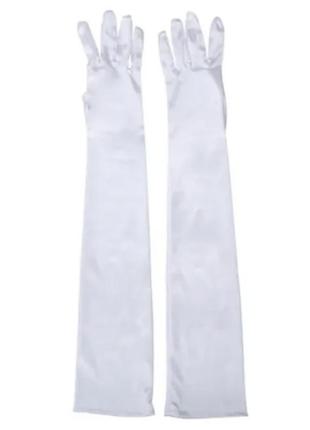 Перчатки белые атласные длинные женские