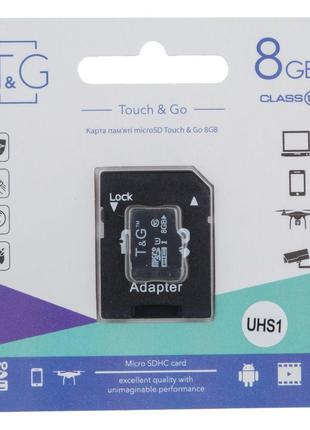 Карта Памяти T&G MicroSDHC 8gb UHS-1 10 Class & Adapter