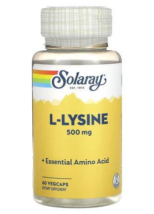 L-Лизин, L-Lysine, Solaray, 500 мг, 60 Капсул