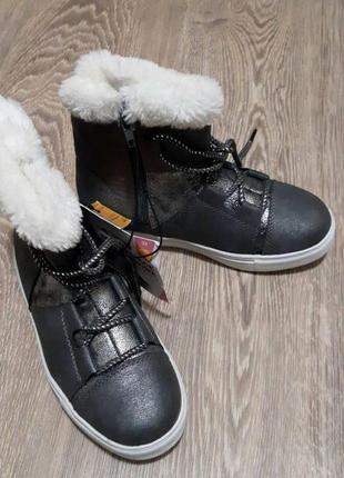 Зимние ботинки/полусапожки young style серый 32